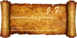 Javorniczky Ferenc névjegykártya